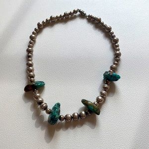 Vintage Silver Turquoise Zuni Necklace